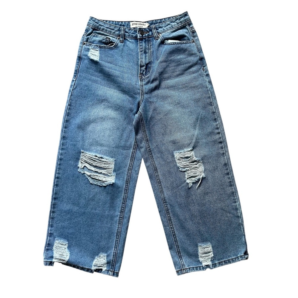 Great Smoky Jeans | Wide Leg Crop Distressed Jeans